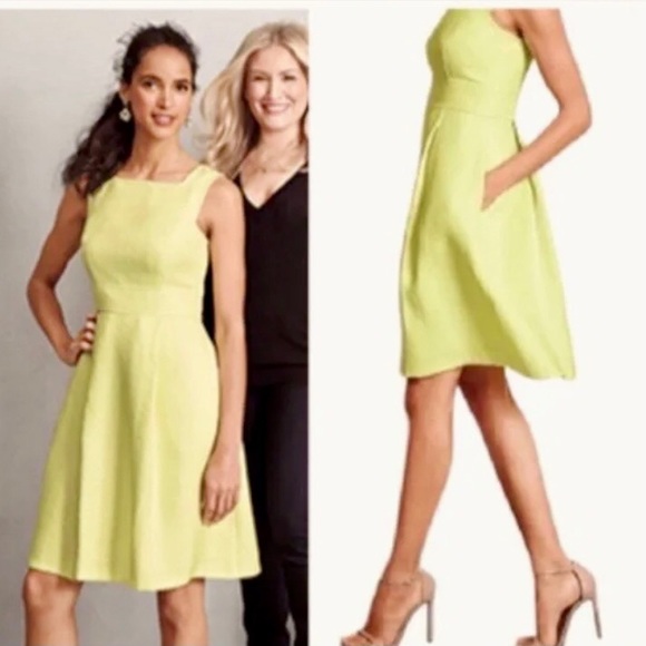 Mixt by Heidi Weisel Women’s Yellow Green Textured Fit & Flare Midi Dress Size 4 - Picture 9 of 9